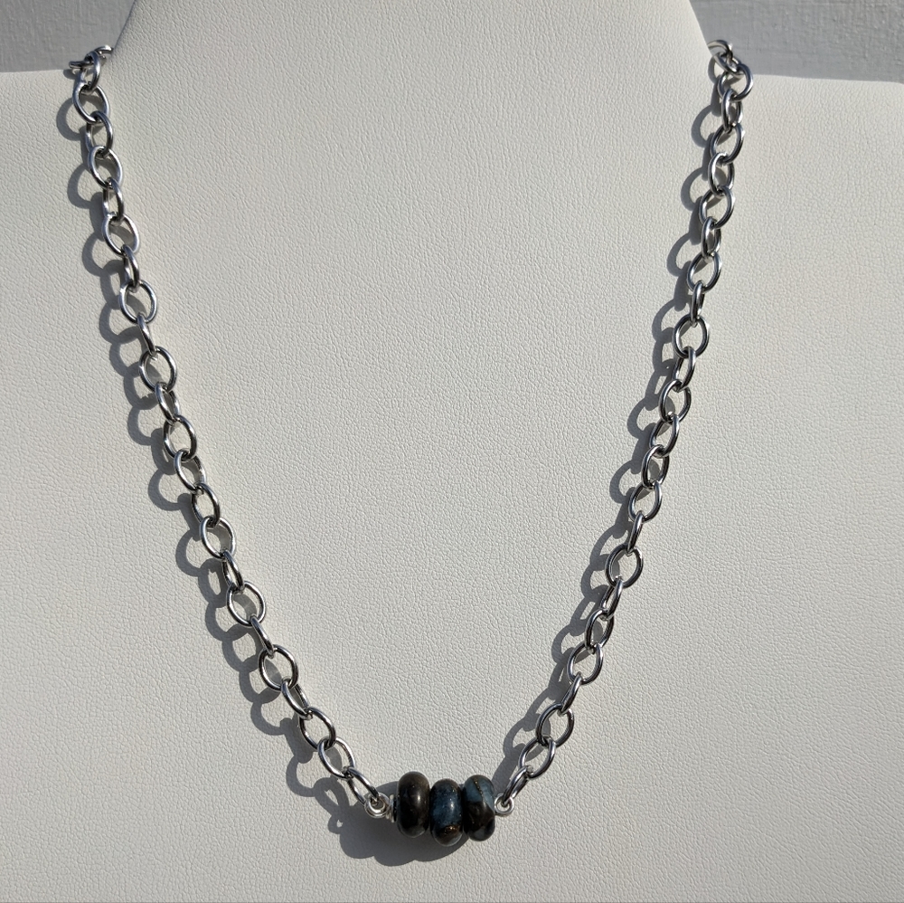 Jasper Stainless Steel Silver Chain Necklace Handmade Crystals Grounding Unisex - Picture 10 of 13